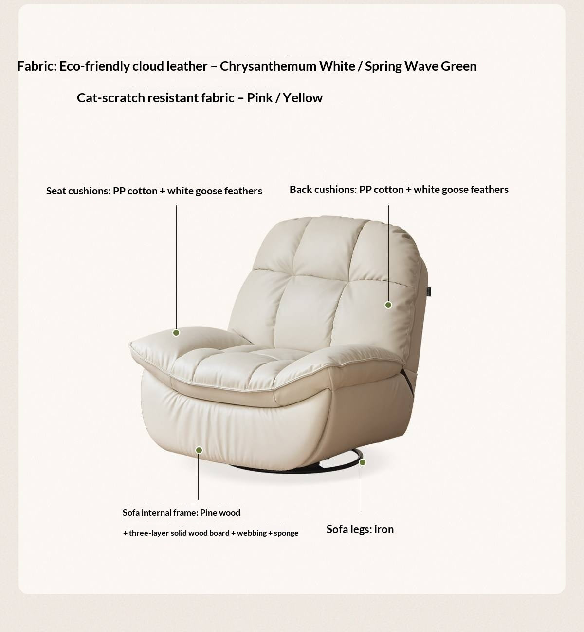 Recliner Modern Casual Single Chair 240° rotation