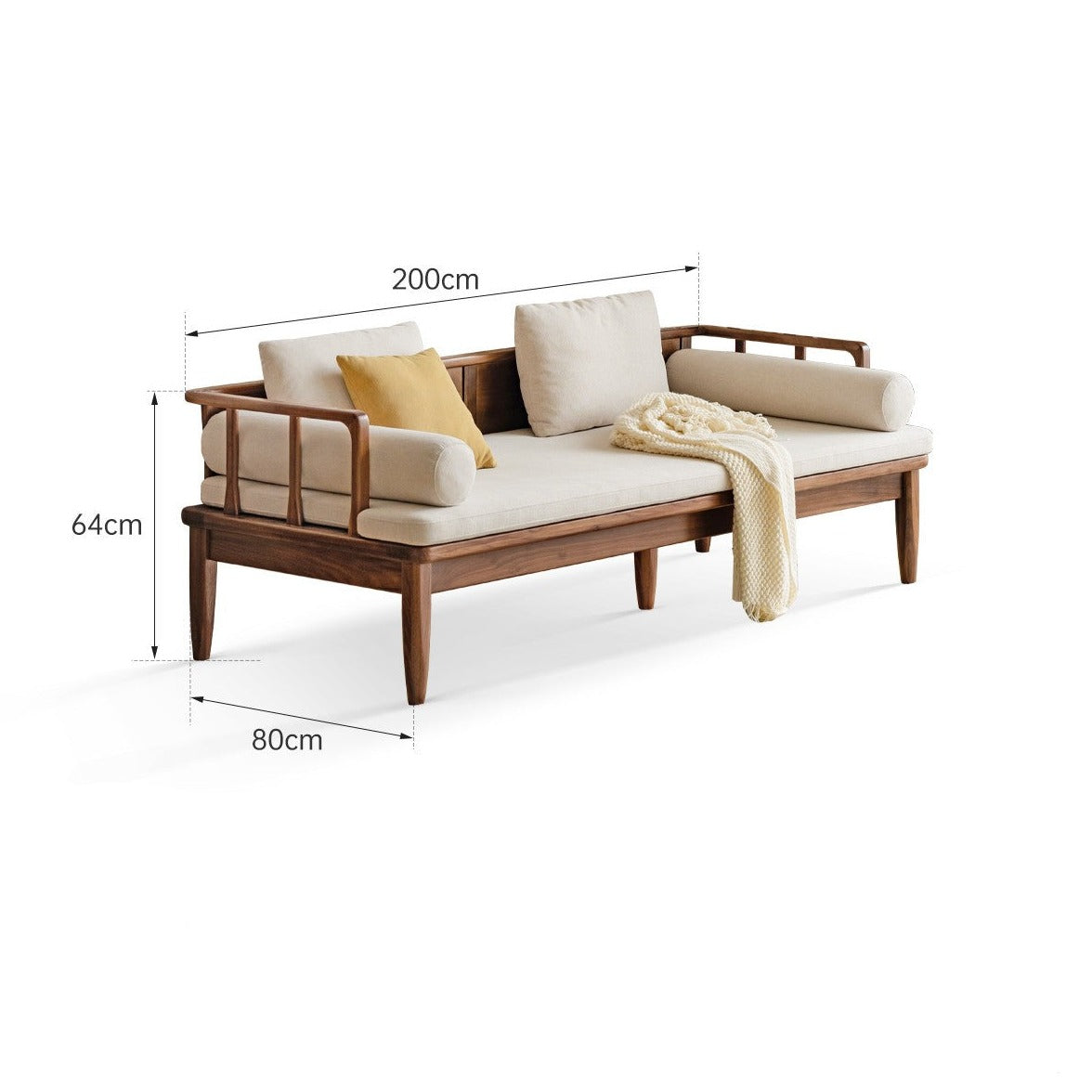 Black walnut solid wood winter and summer dual-use sofa)