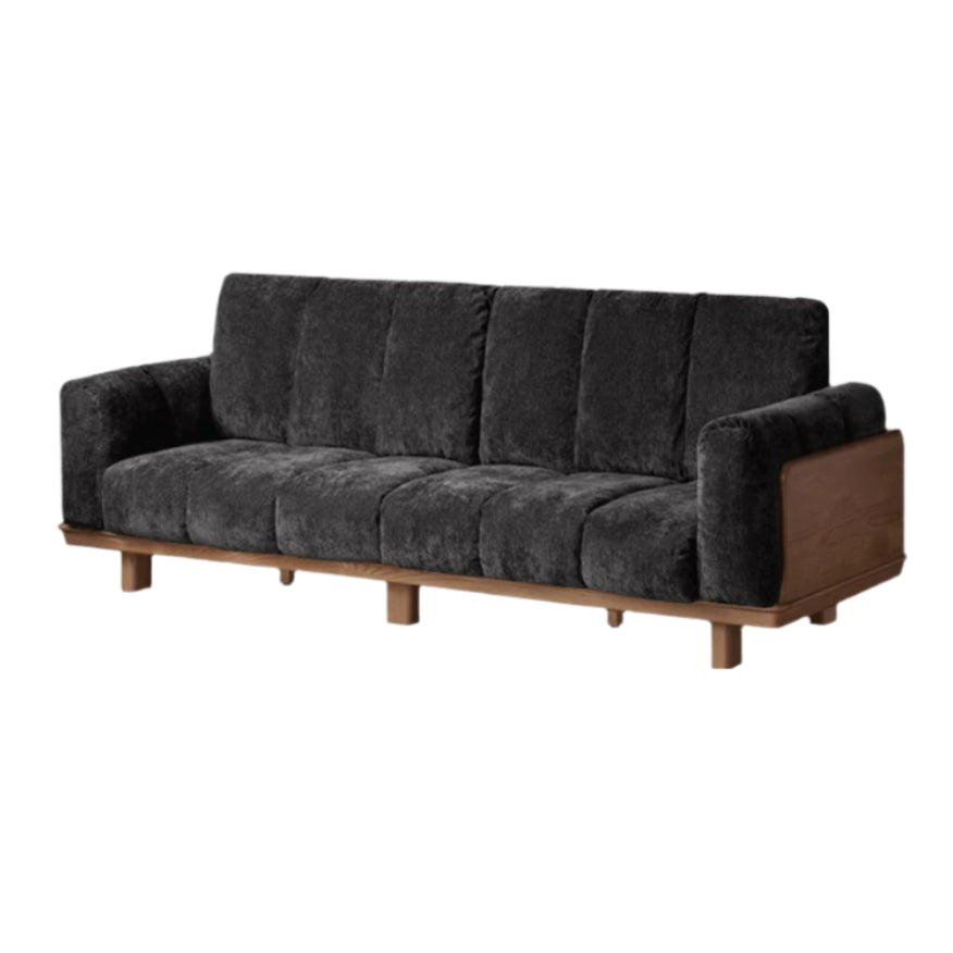 Black Walnut, Ash Solid Wood Modern Down Straight Sofa