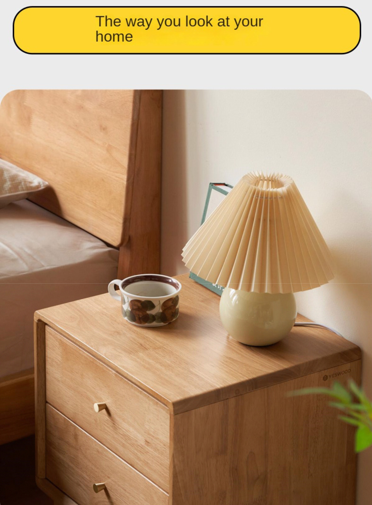 Oak Solid wood ,rubber wood nightstand)