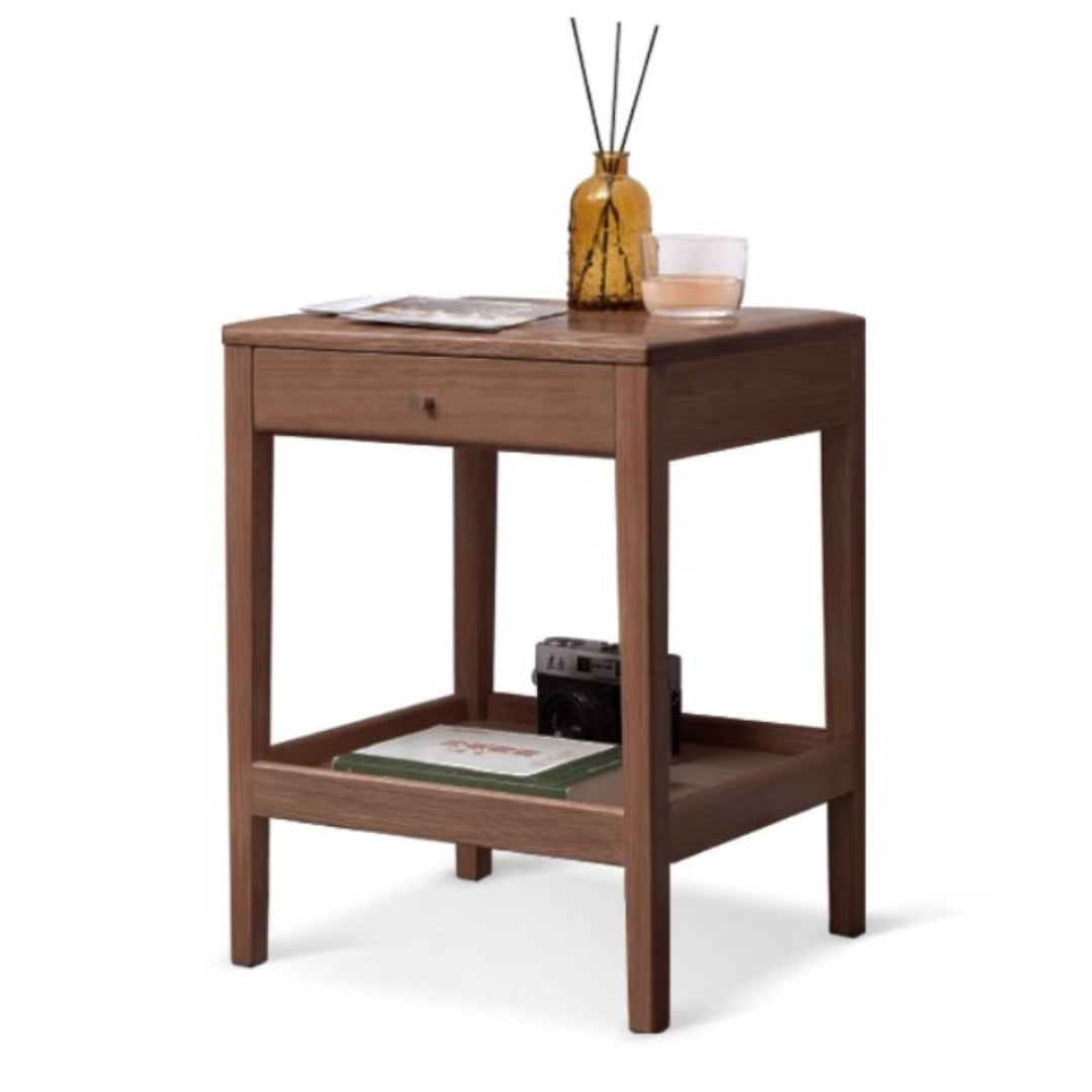 Oak, Black Walnut, Solid RubberWood Nightstand, Side Table