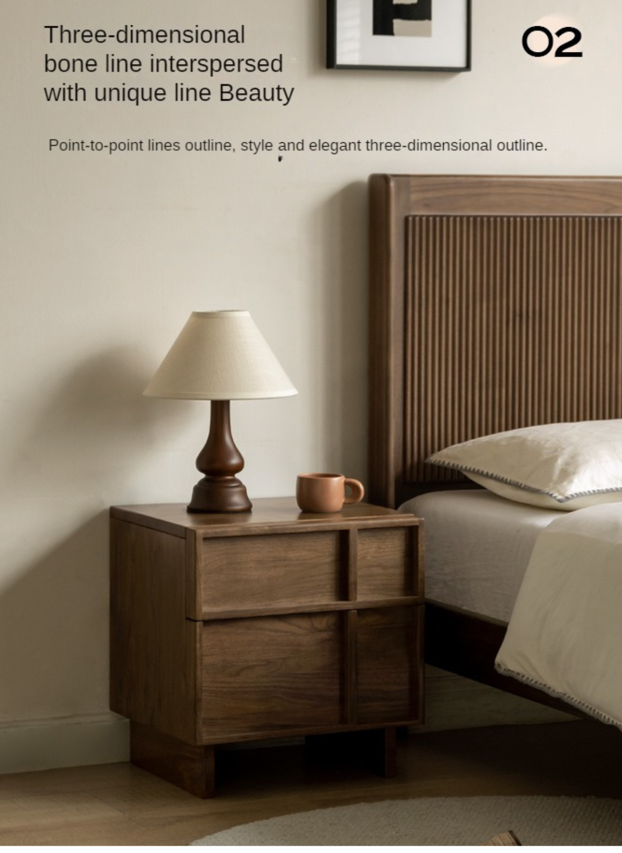 Black Walnut, Ash, Oak Solid Wood Storage Bedside Nightstand