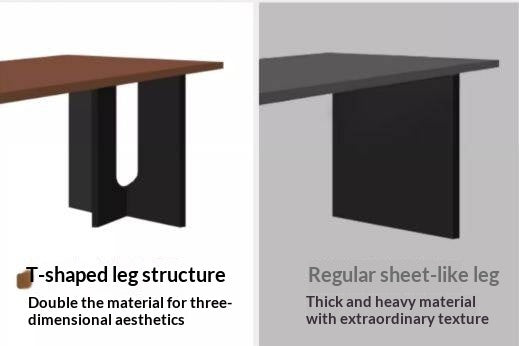 Black Walnut Solid Wood Light Luxury Style Rock Plate Dining Table