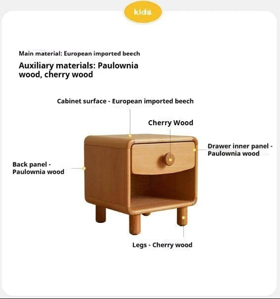 Beech Solid Wood Kids Nightstand