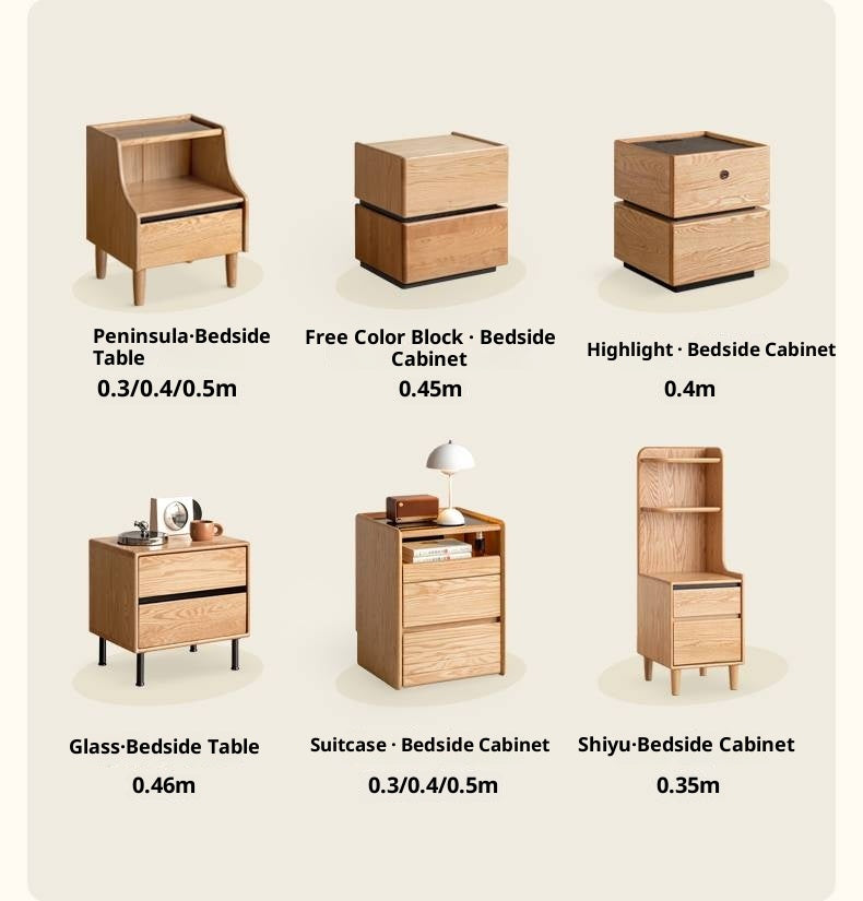 Oak, Ash, Beech Solid Wood Modern Simple Nightstand