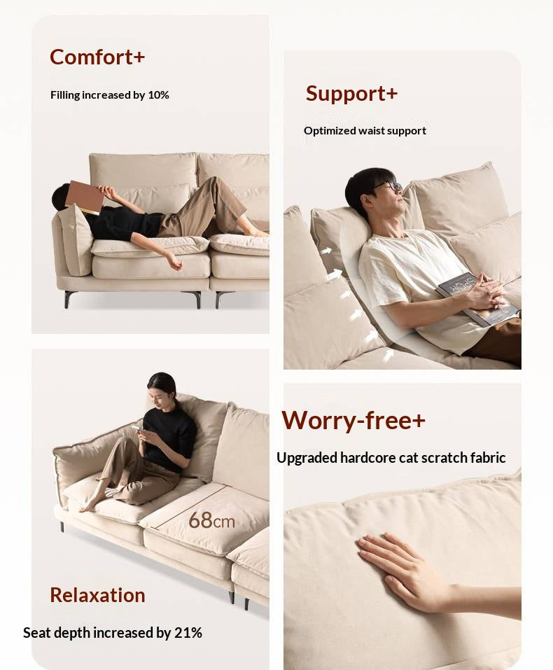 High-Back Modern Fabric Sofa with Scratch-Resistant Upholstery