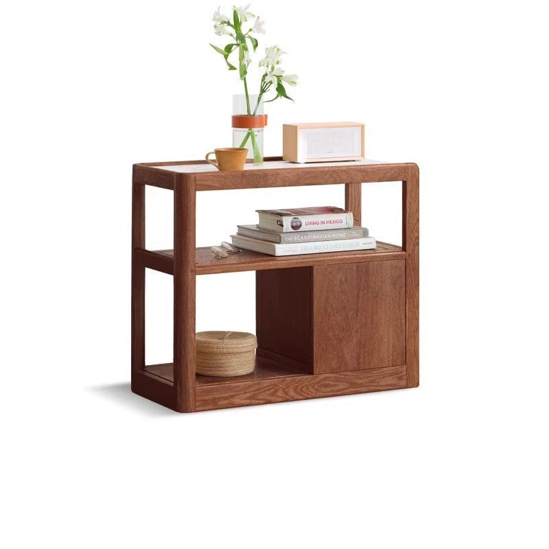 Solid wood rock plate side table movable "