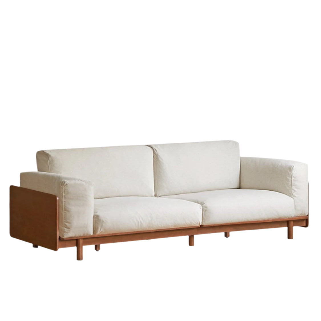 Rubber Solid Wood Fabric Sofa Ancient Style