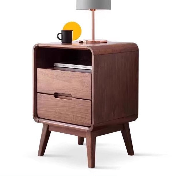 Black walnut solid wood modern storage small nightstand