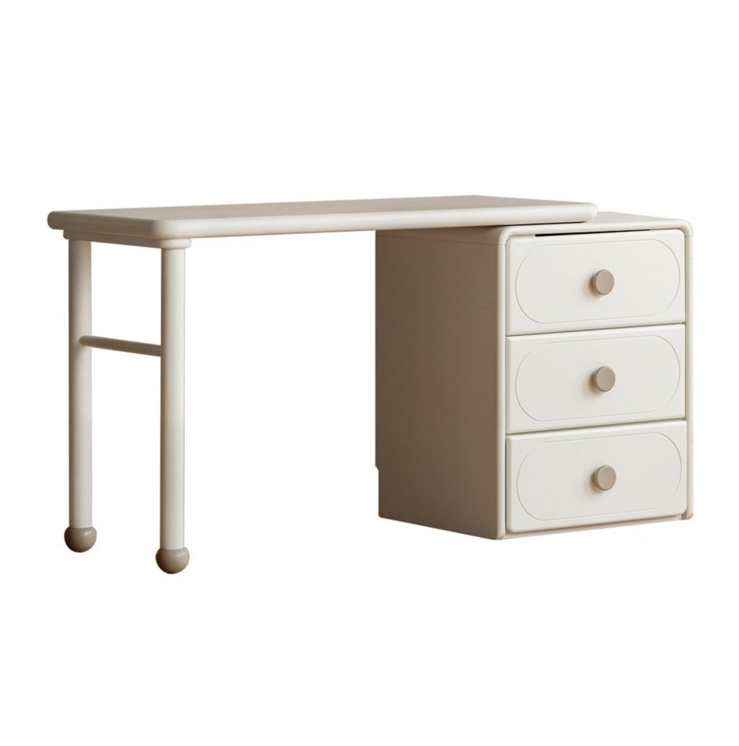 Poplar Solid Wood Cream Style Retractable Children's Double Desk