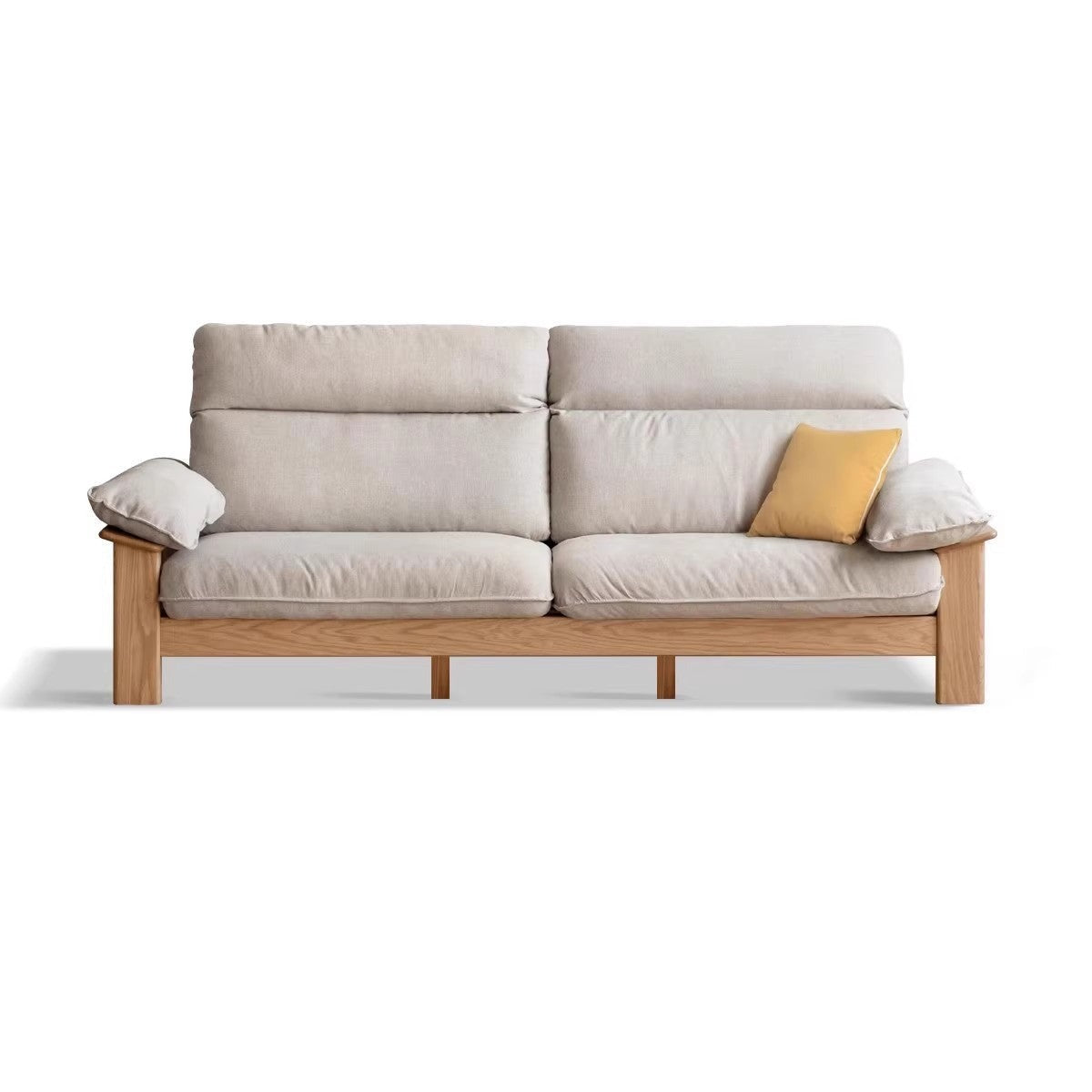 Oak solid Wood Fabric Sofa adjustable backrest"