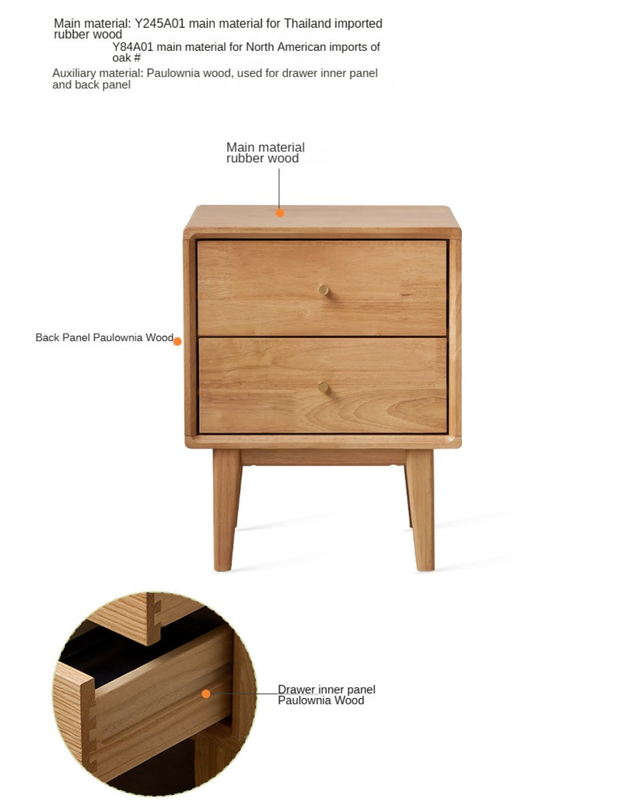 Oak Solid wood ,rubber wood nightstand)