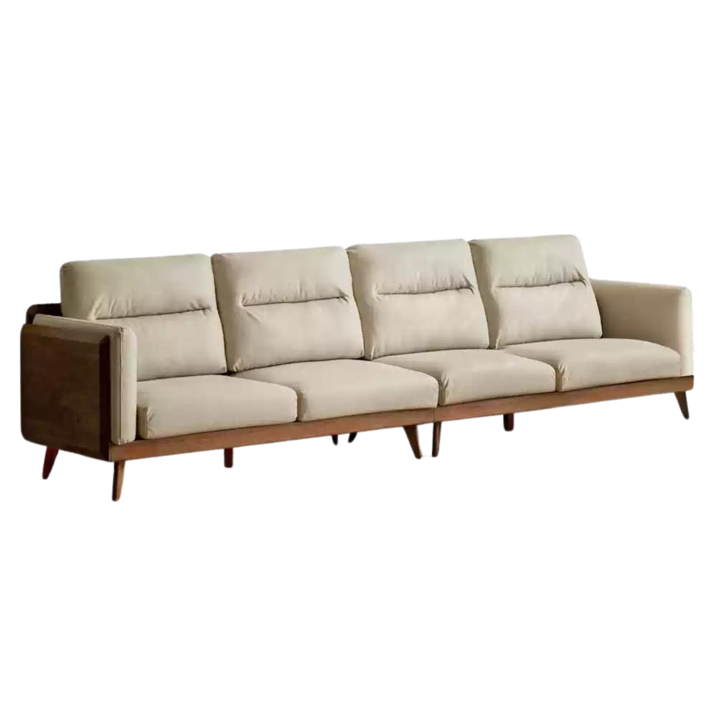 Black Walnut Solid Wood Sofa, Technology Cloth, fabric