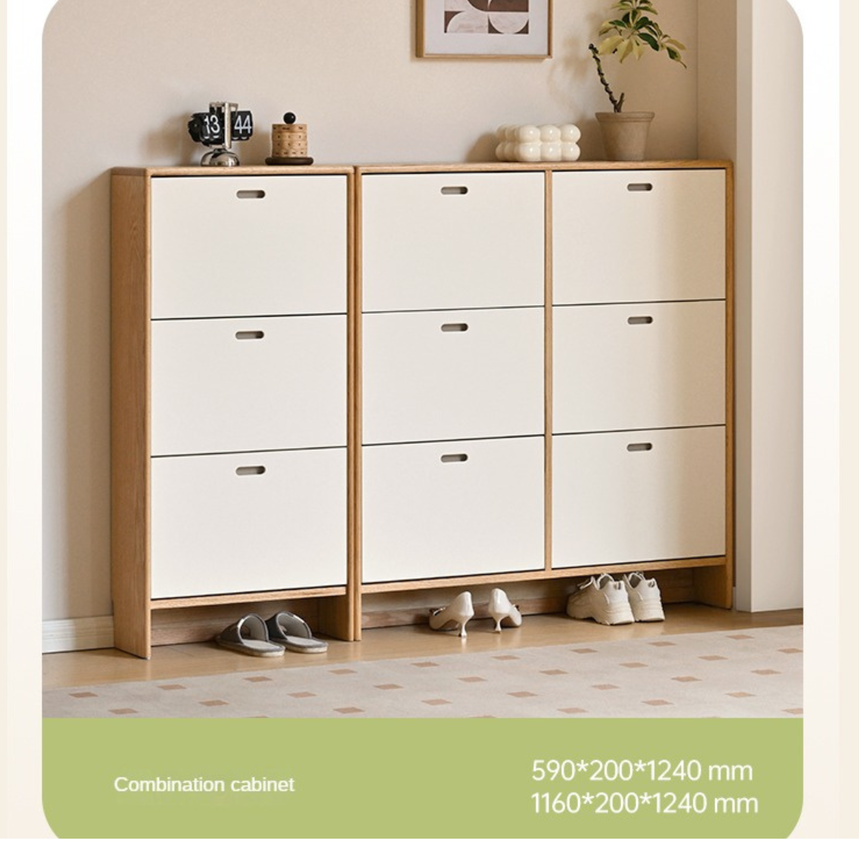 Birch solid wood ultra-thin shoe cabinet-