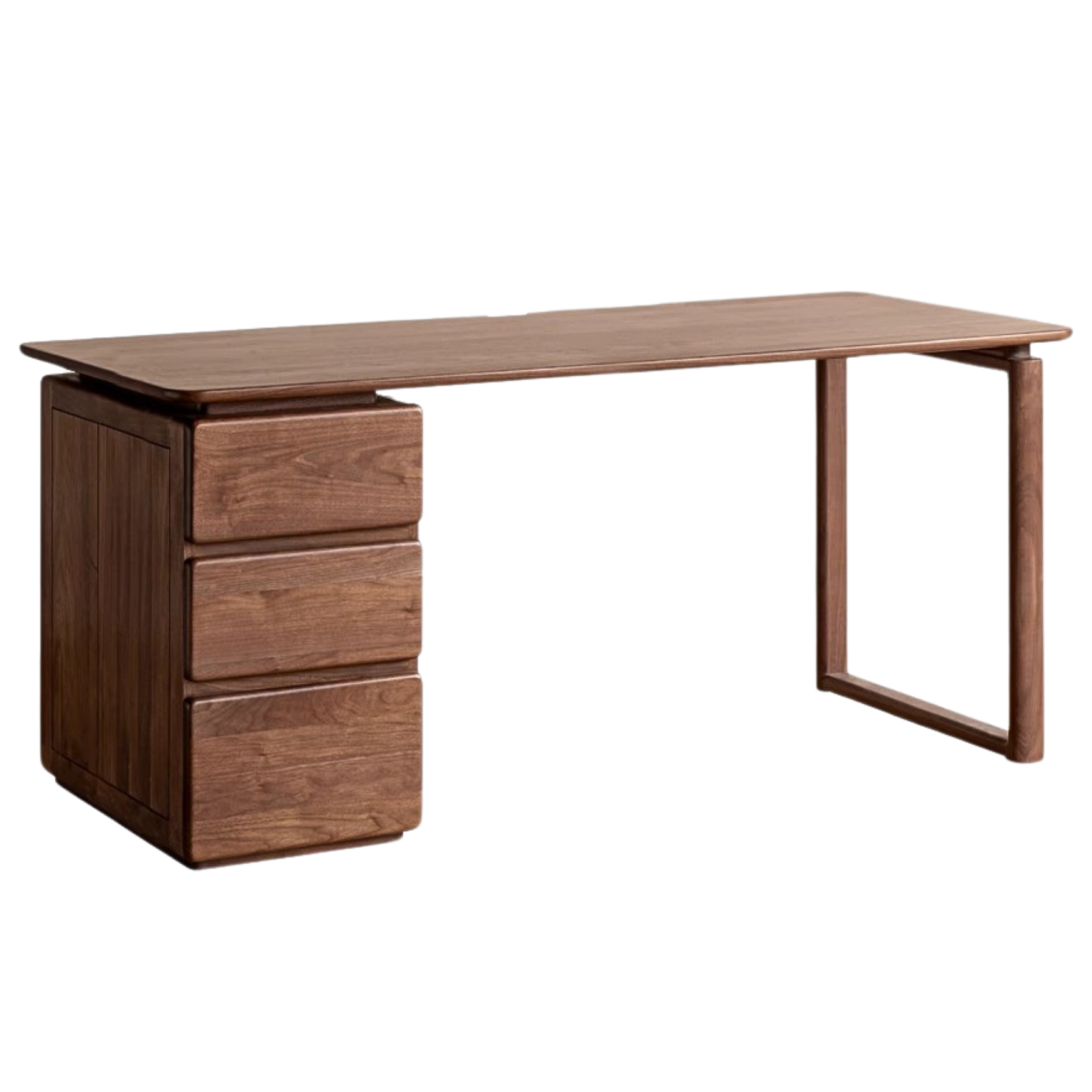 Black Walnut Solid Wood Desk with Drawers: