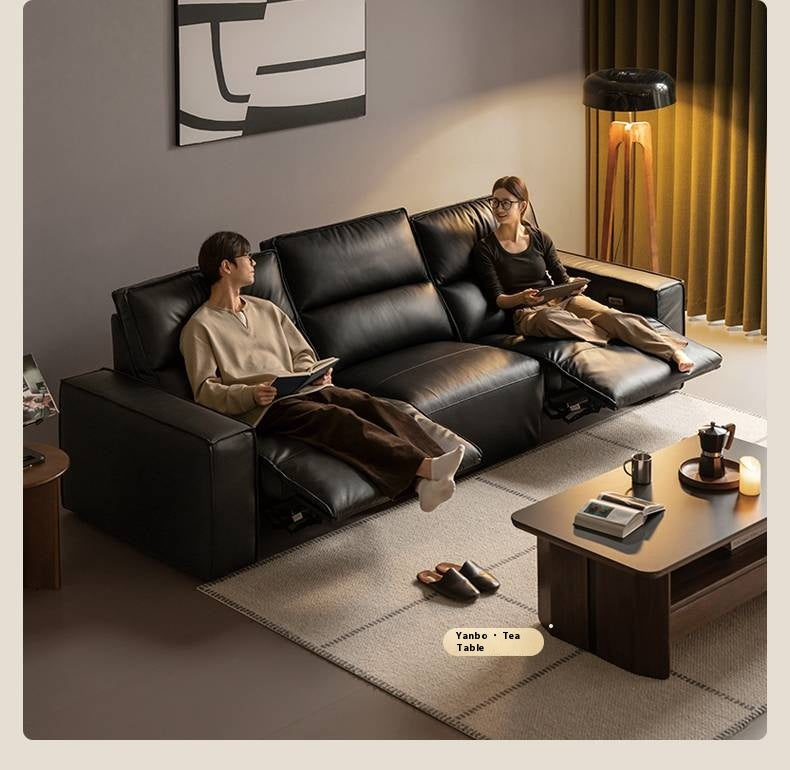 Cowhide Straight Leather Electric Sofa- 4 color