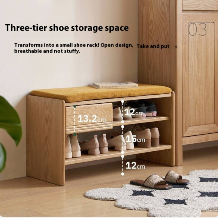 Oak Solid Wood Shoe Changing Stool