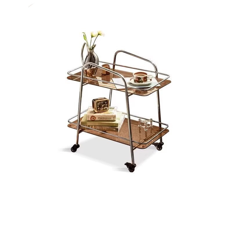 Mobile storage rack, glass dining cart"