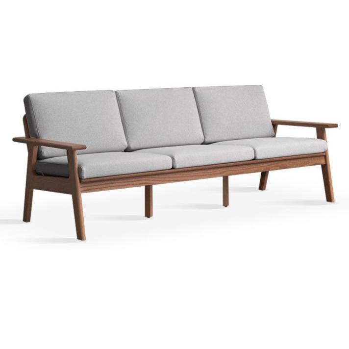 Oak solid wood Japanese-style three-person fabric sofa