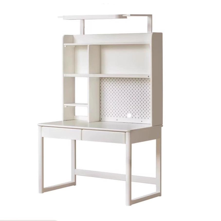 Poplar Solid Wood Cream Style Bookshelf Integrated Table