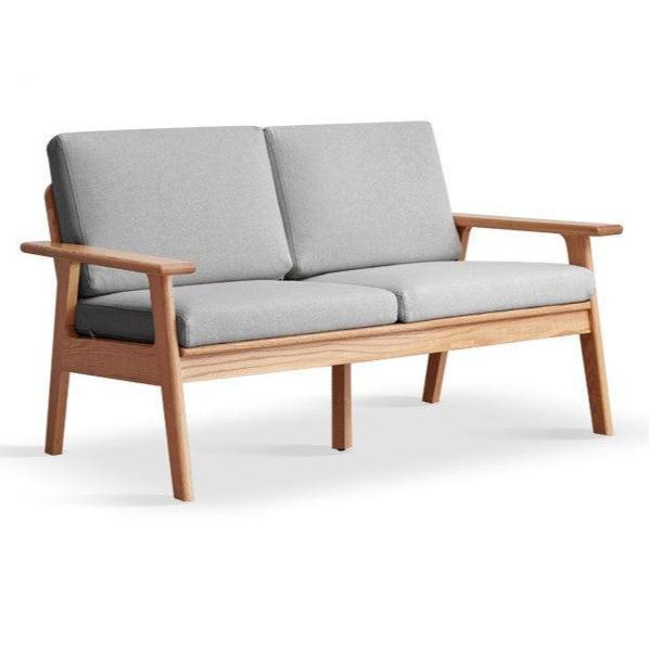 Oak, Pine Solid Wood Japanese-style Three-person Fabric Sofa