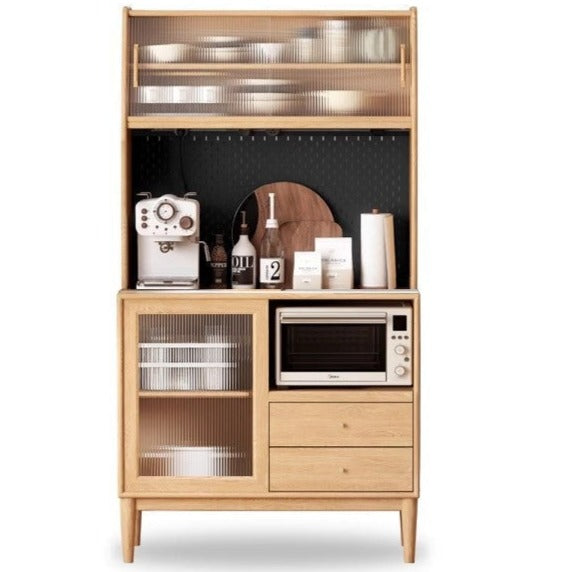 Oak solid wood sideboard multi-functional buffet cabinet,