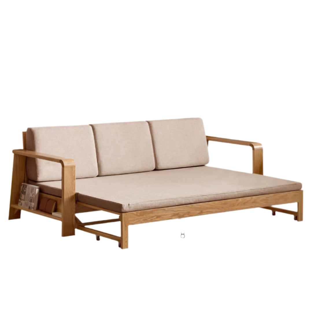 Oak Solid Wood Nordic Telescopic Sofa Bed