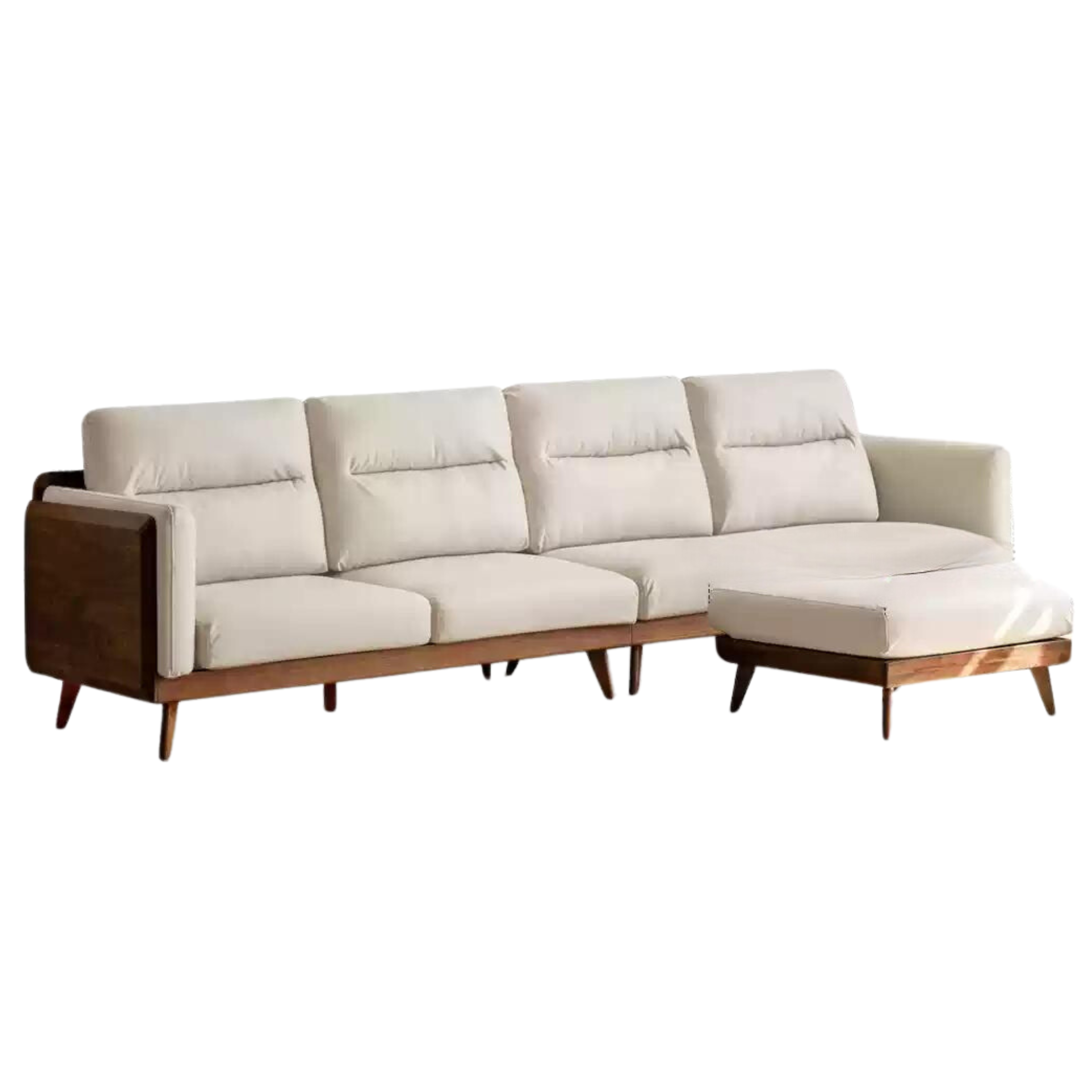 Black Walnut Solid Wood Sofa, Technology Cloth, fabric