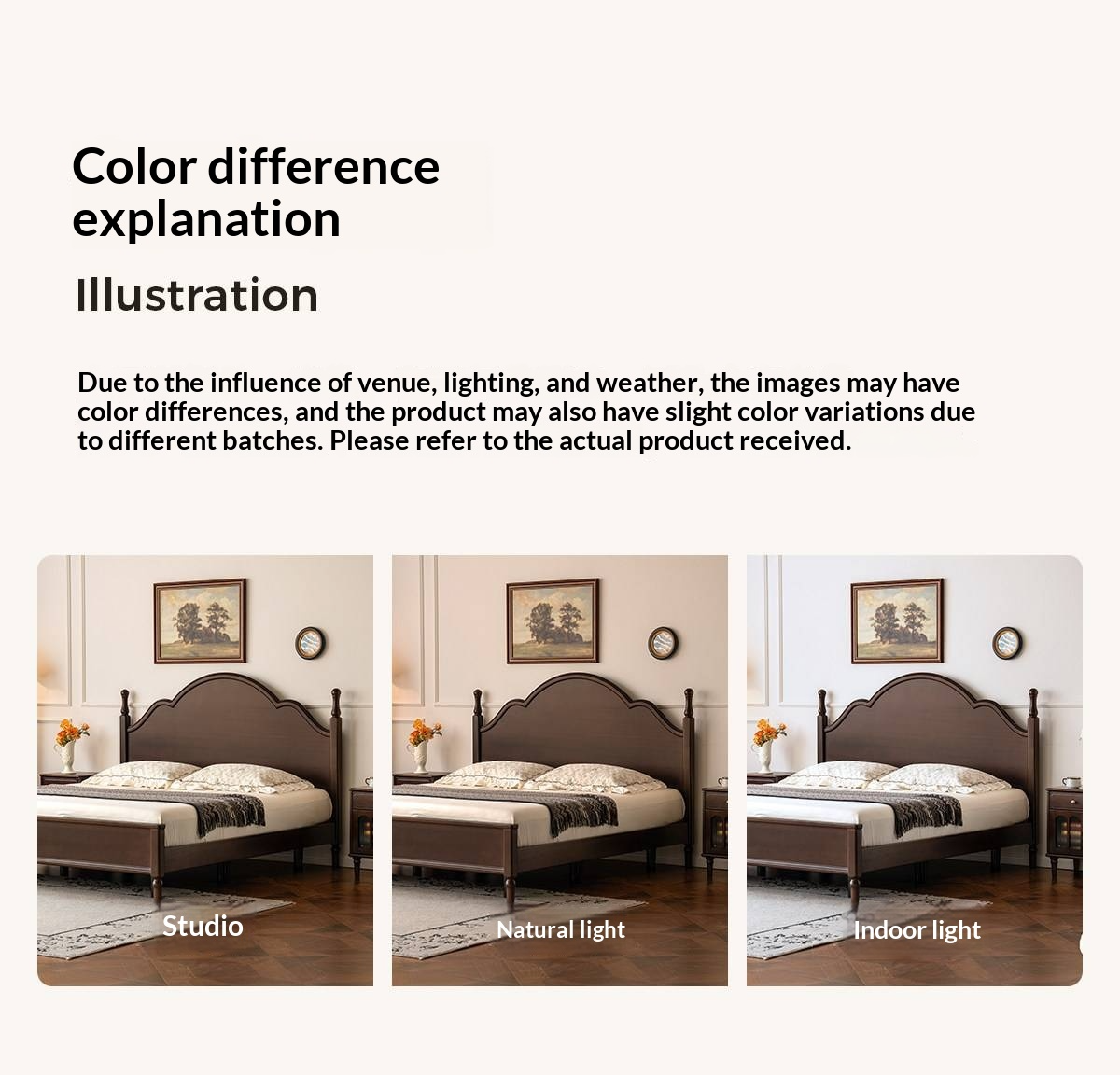 Poplar Solid Wood Adjustable Bed Frame with Arched Spindle Post Headboard
