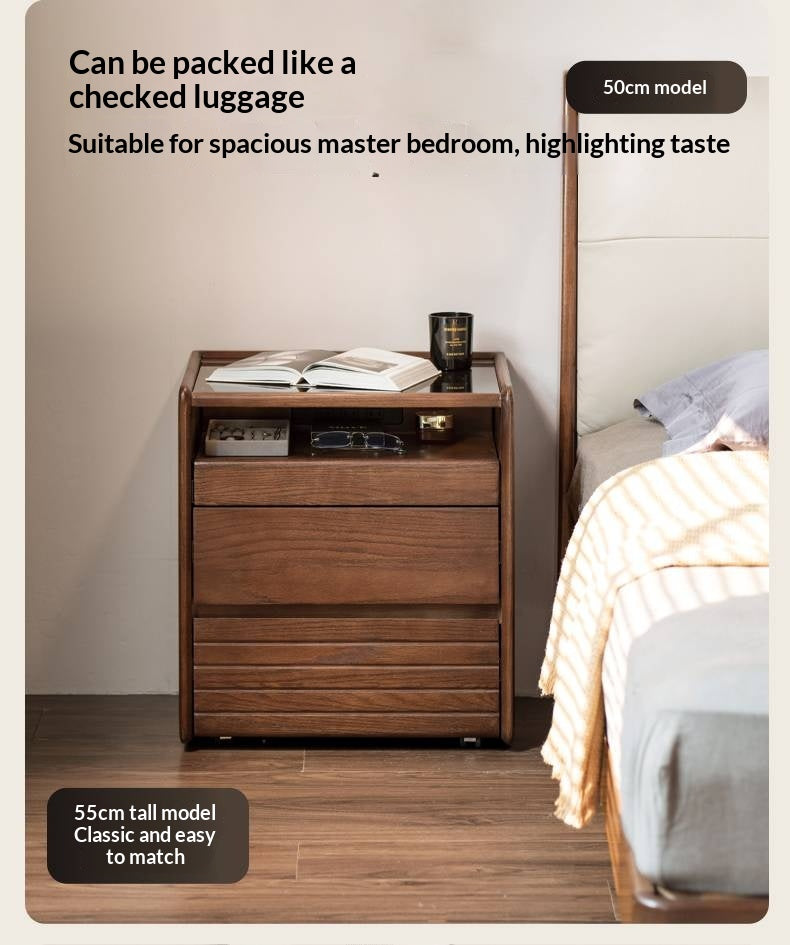 Oak Solid Wood Italian Light Luxury Nightstand