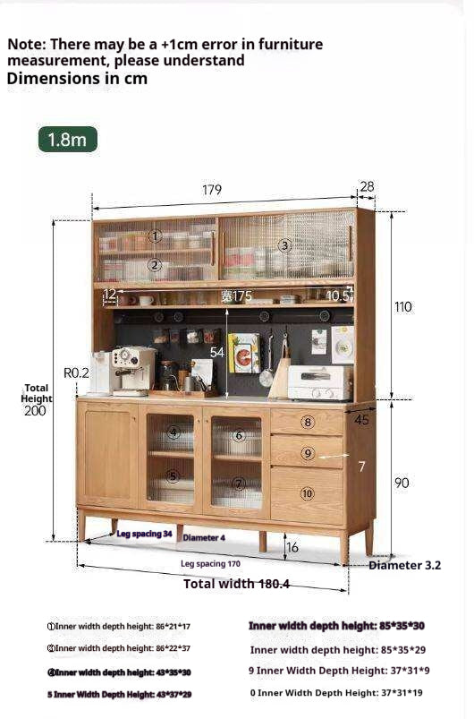 Ash Solid Wood Rock Board Dining Sideboard