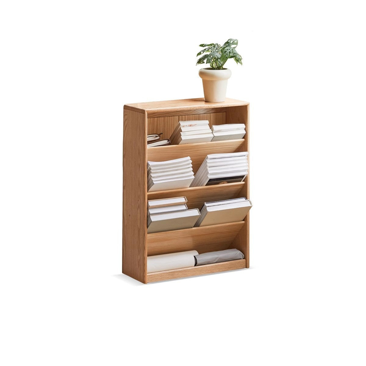 Oak solid wood small book rack against the wall