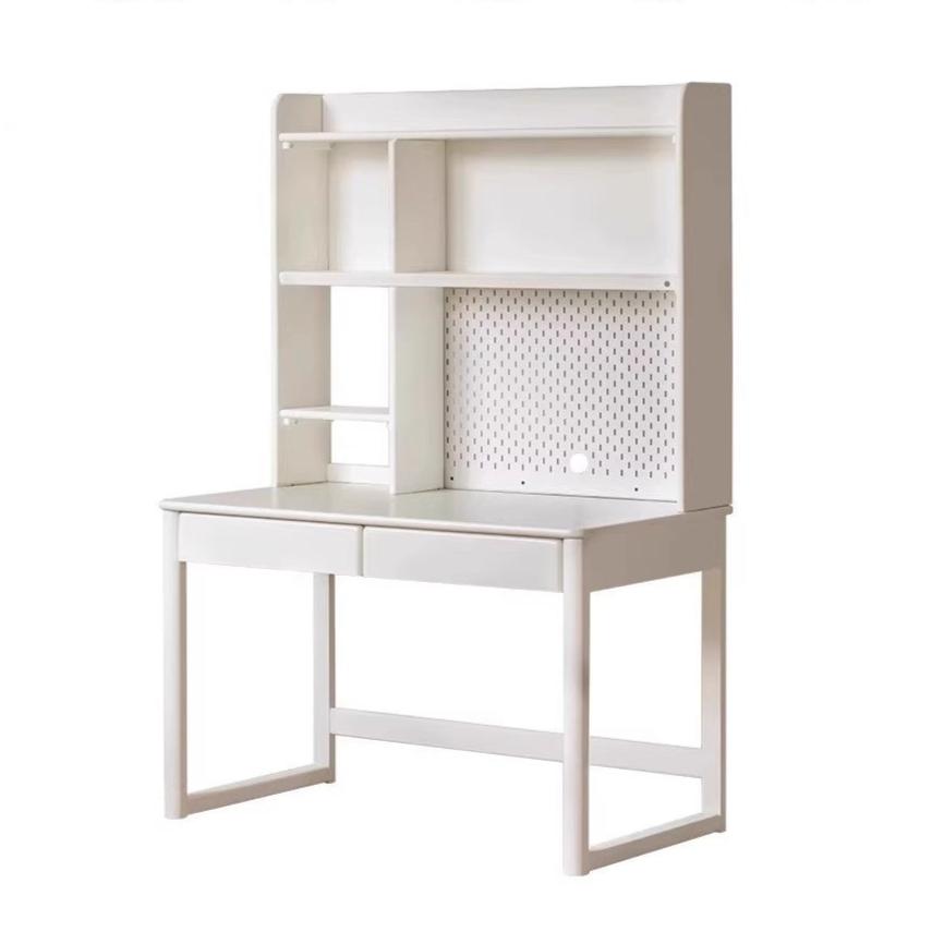 Poplar Solid Wood Cream Style Bookshelf Integrated Table