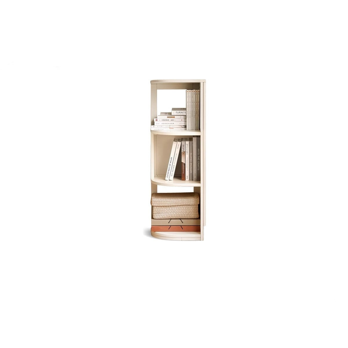 Poplar solid wood corner bookshelf, floor-standing storage rack cream style