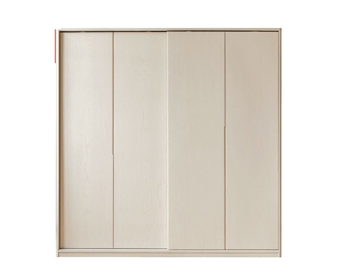 Oak solid wood cream wardrobe sliding door"