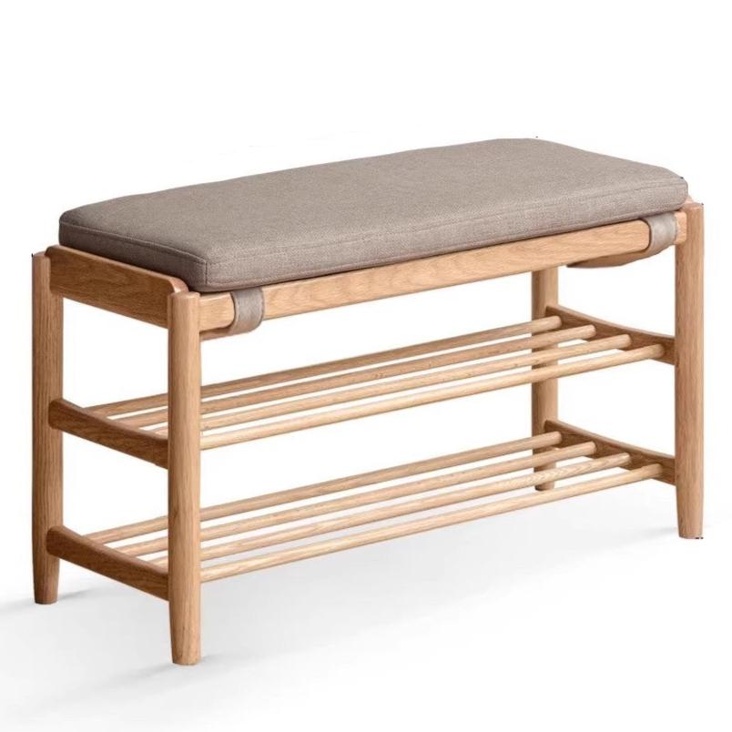 Oak solid wood modern shoe changing stool