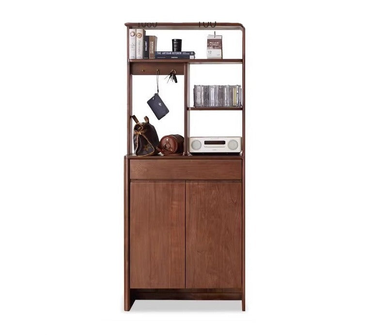 Black walnut solid wood entrance cabinet, integrated partition screen cabinet-