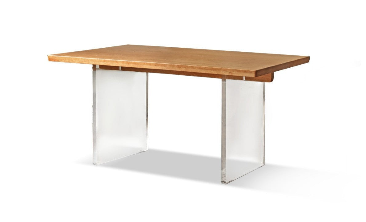 Cherry solid wood acrylic suspended dining table"