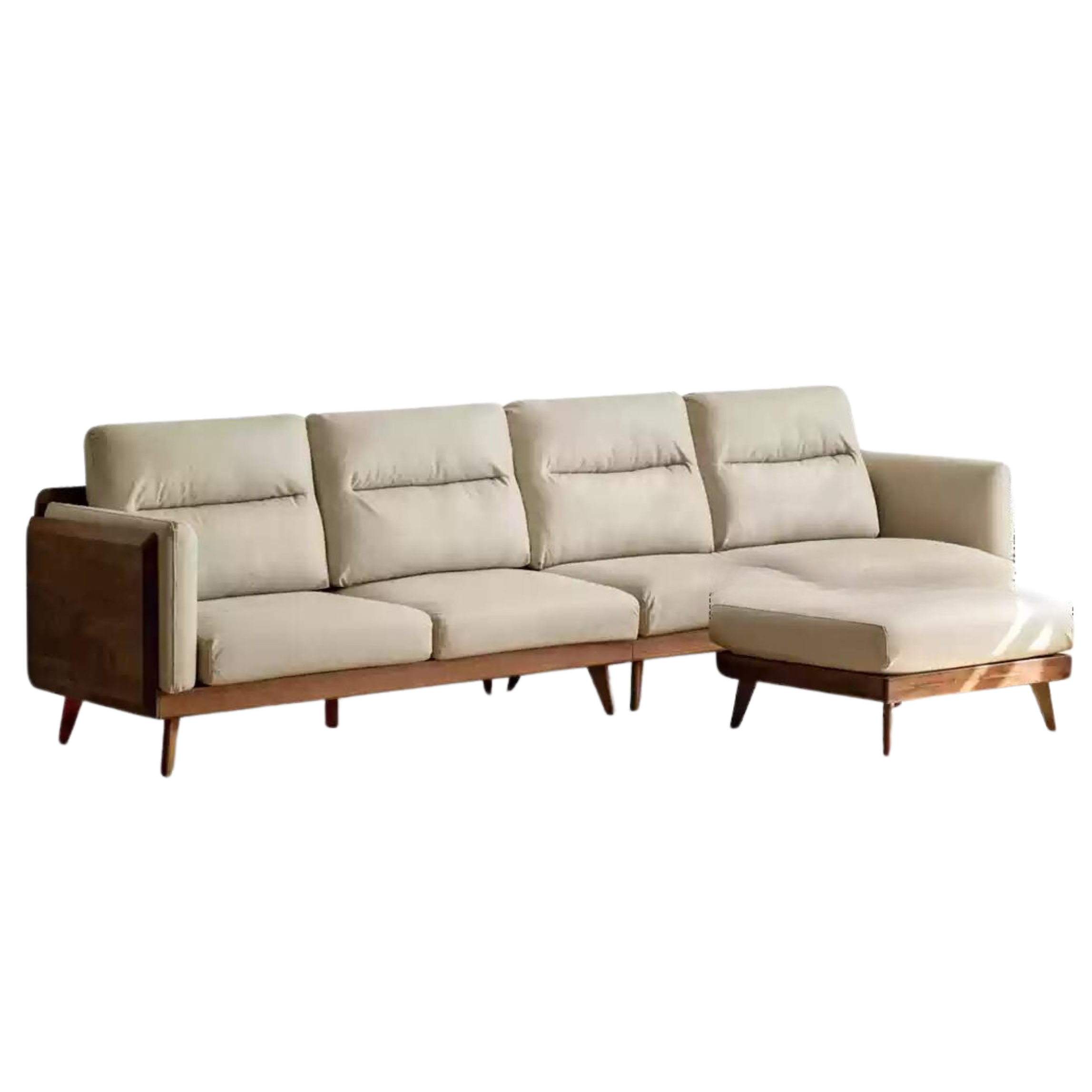 Black Walnut Solid Wood Sofa, Technology Cloth, fabric