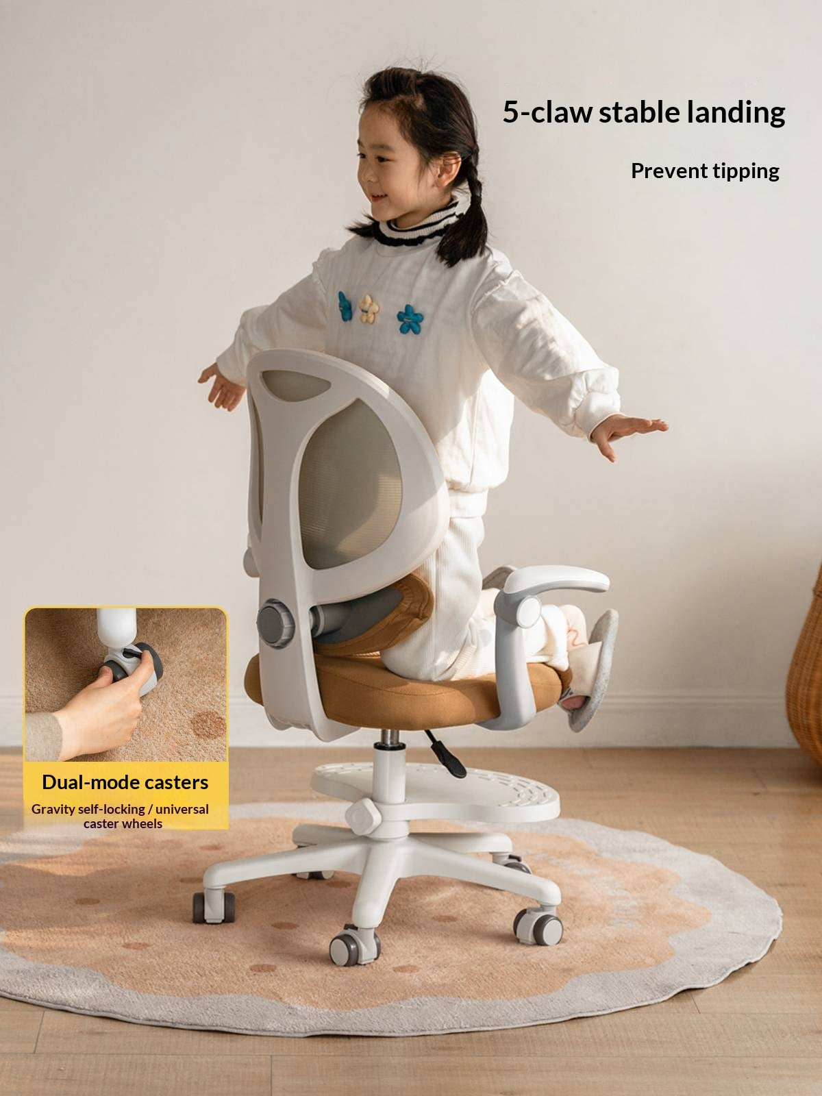 Children's Study Chair with Adjustable Backrest and Adjustable Lift