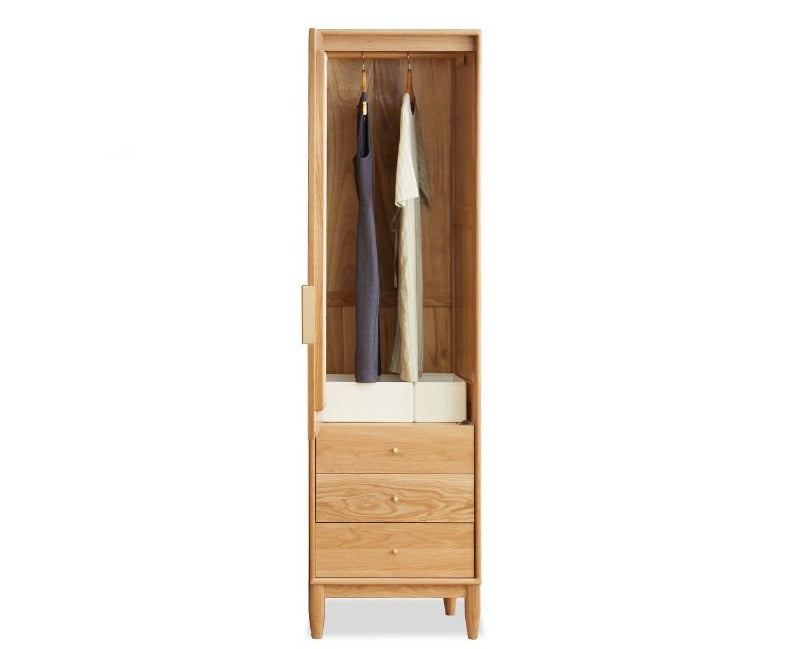 Oak solid wood rattan wardrobe"