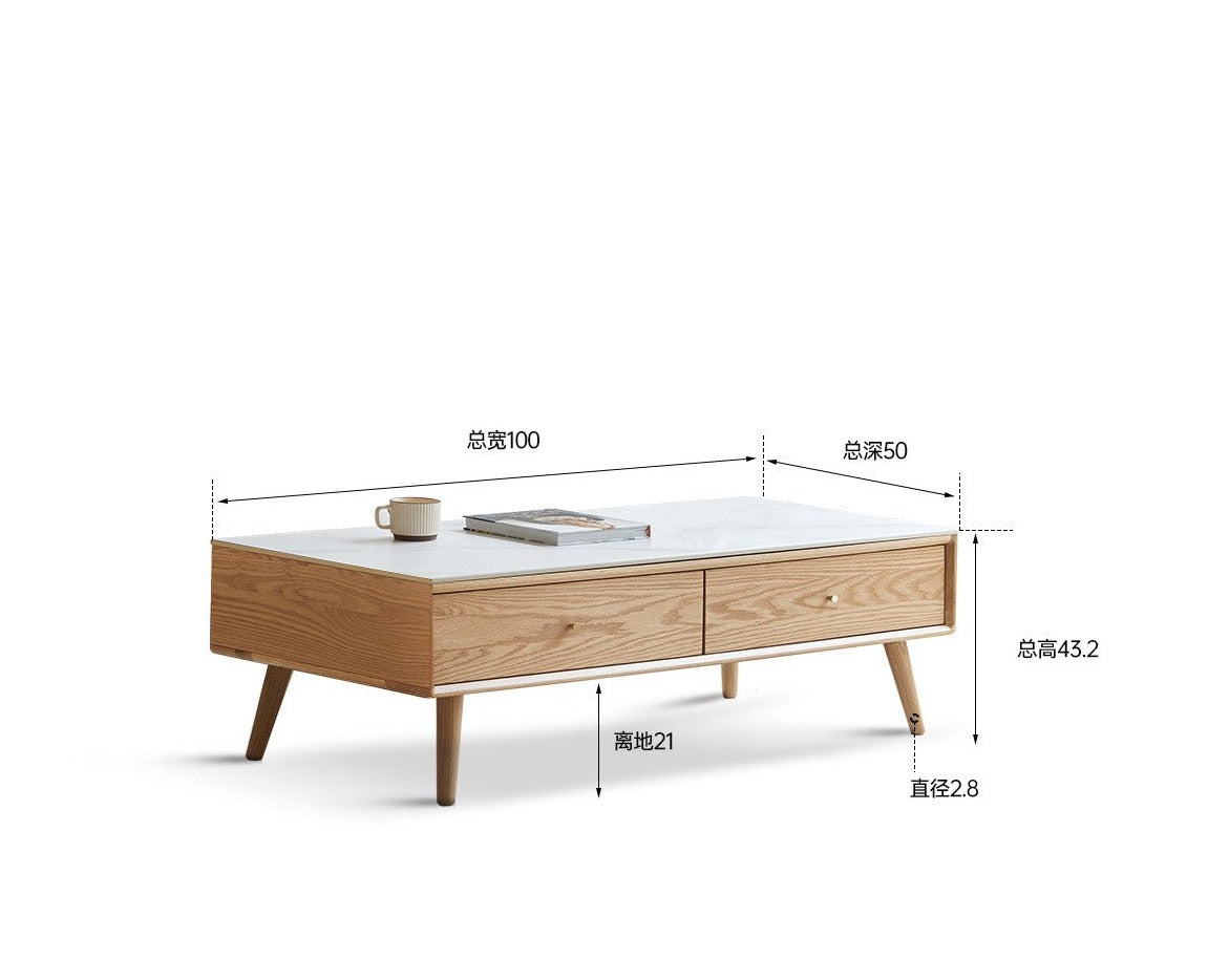 Oak Solid wood slate TV cabinet, Coffee table"