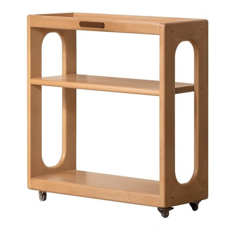 Beech Solid Wood Children's Under-Table Bookshelf with Wheels