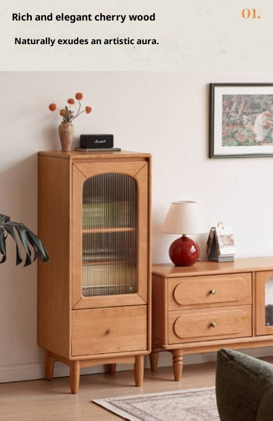 Cherry Solid Wood Vintage Style Side Cabinet