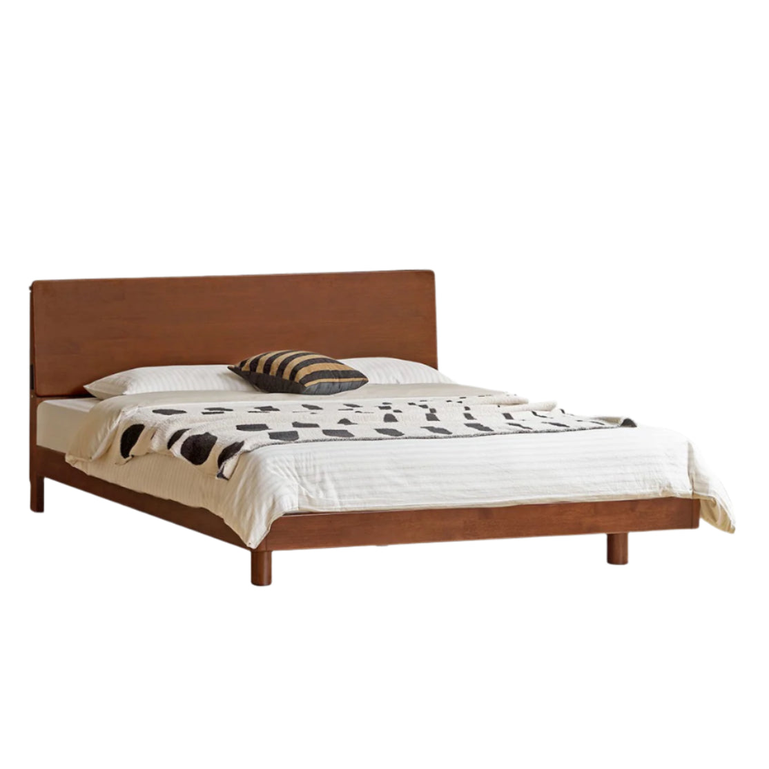 Rubber Solid Wood Antique color Bed