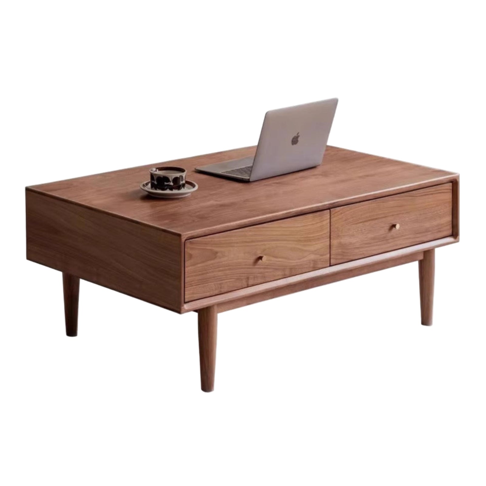 Black Walnut, Sandalwood Solid Wood Rock Plate Modern Coffee Table