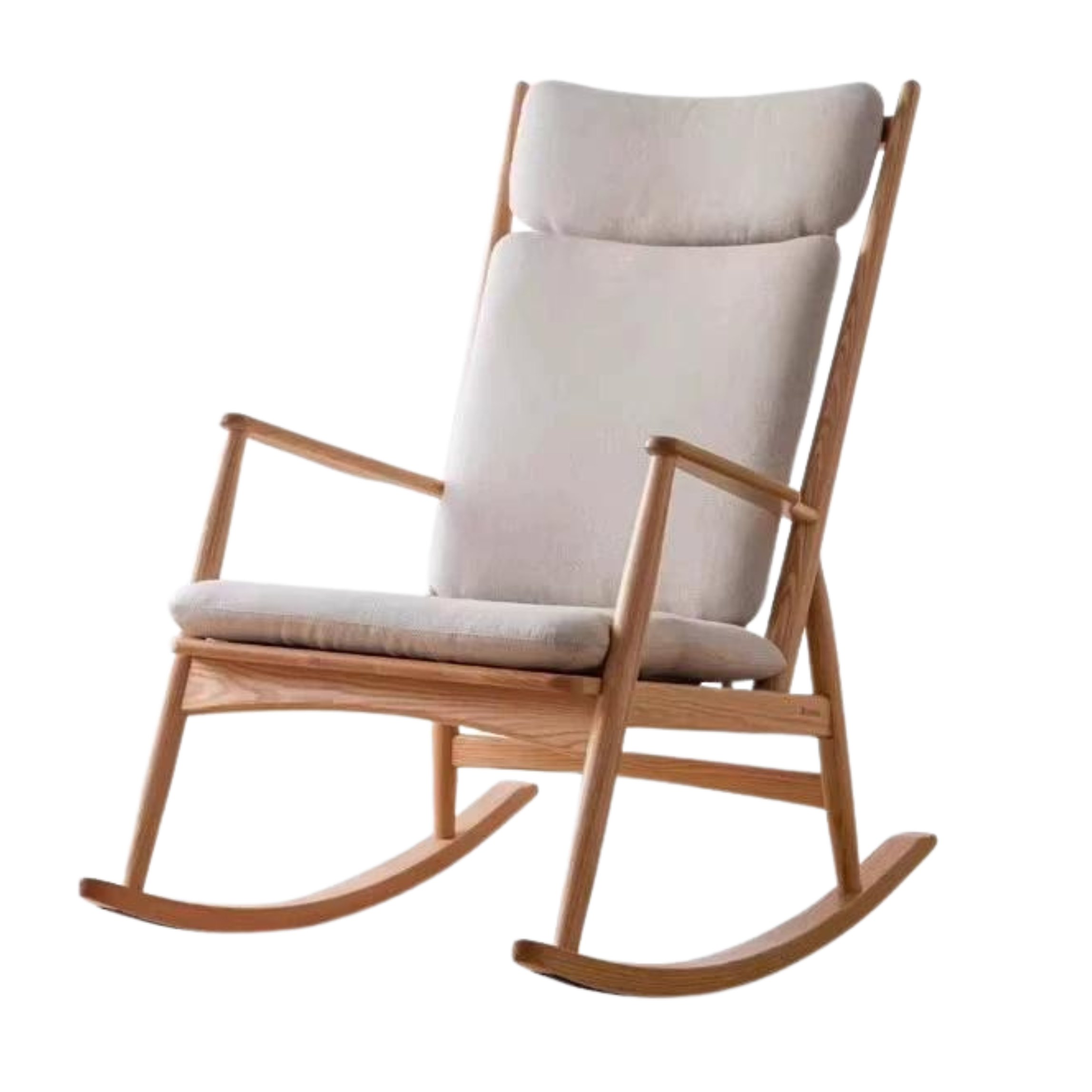 Oak Solid Wood Genuine Leather Rocking Chair :