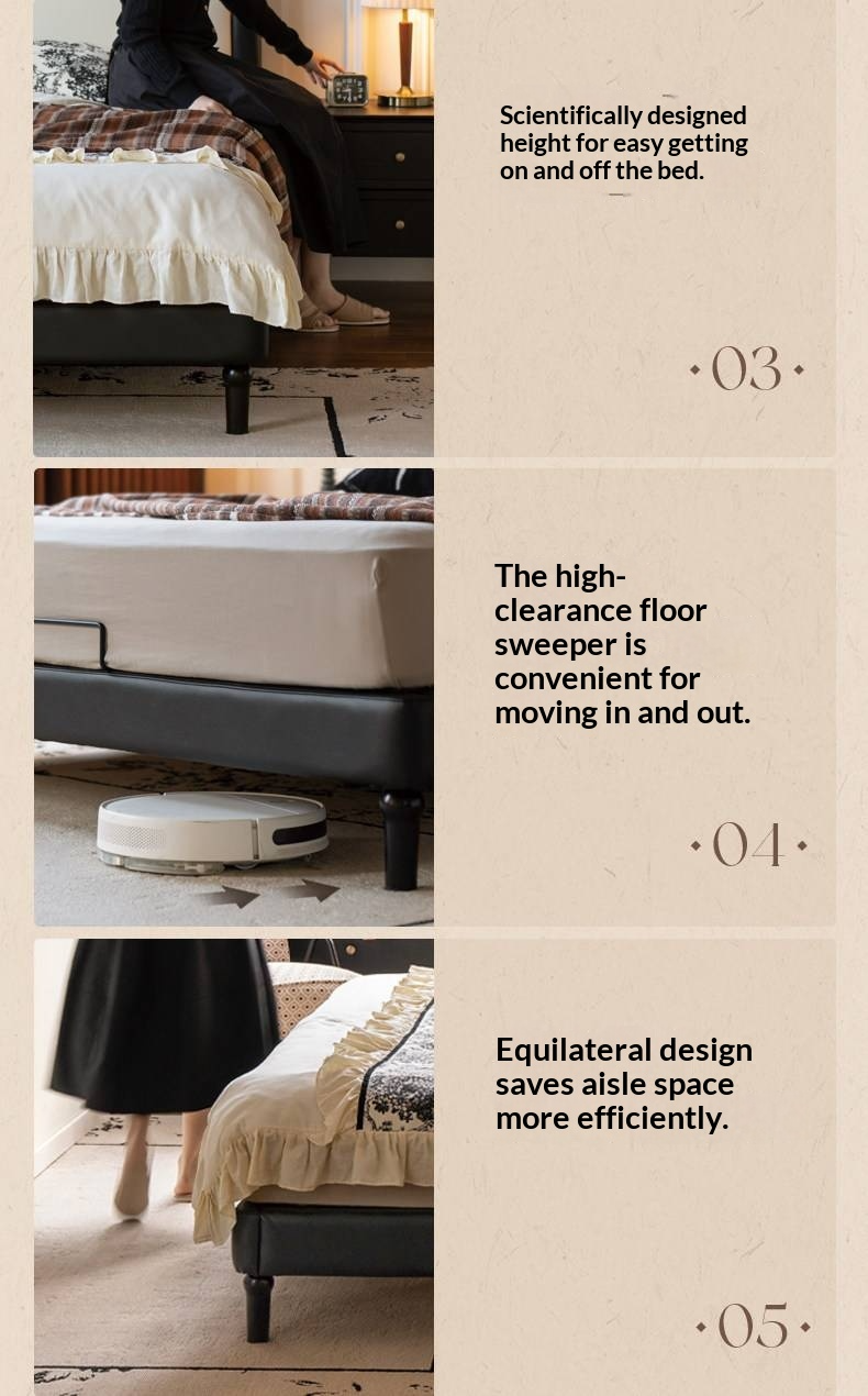 Eco-Friendly Cloud Leather Bed — French Retro Style Upholstered Fabric Bed