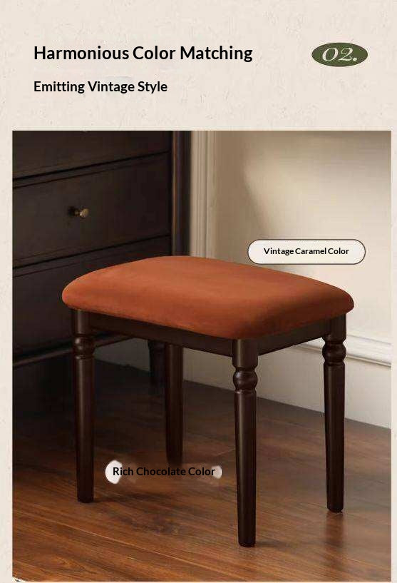 Beech Solid Wood American Retro Style Makeup Stool