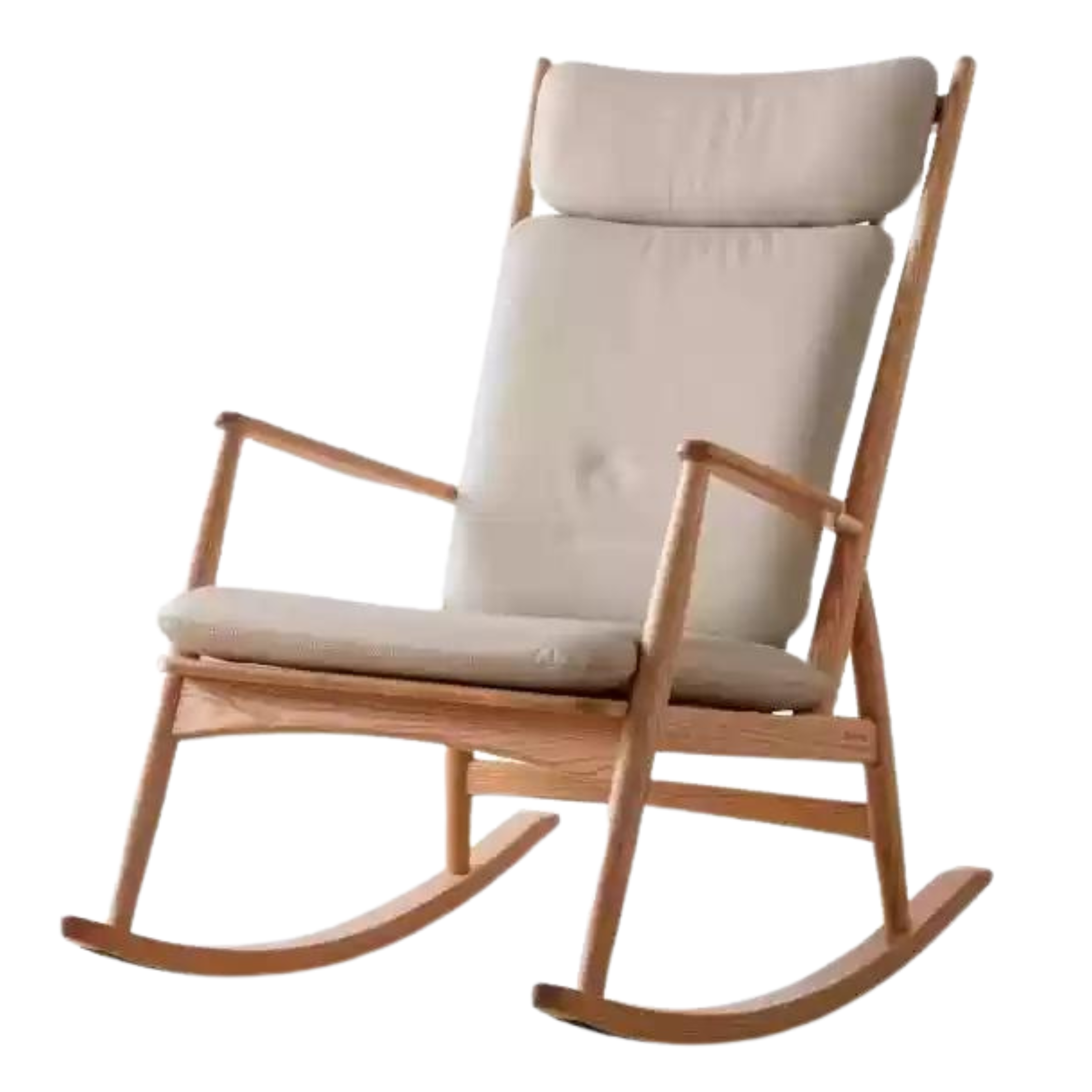 Oak Solid Wood Genuine Leather Rocking Chair :